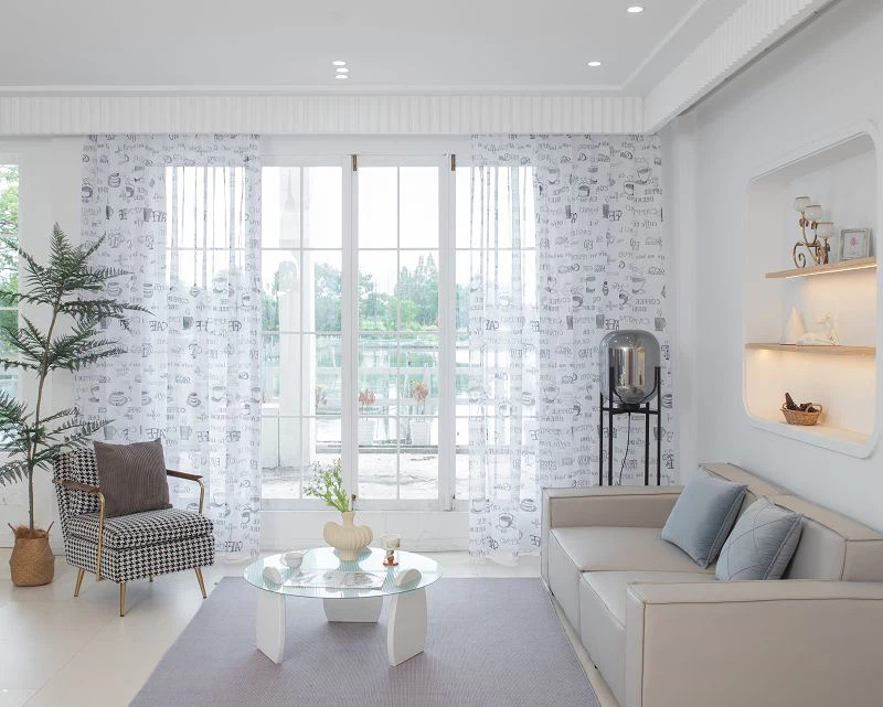 Doli KumaşKahve Fincanı Baskılı Pencere Perdesi