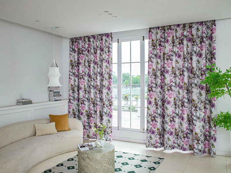 Zambak Desenli Darı Keten Perde Kumaşı